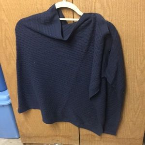 Navy cable knit poncho